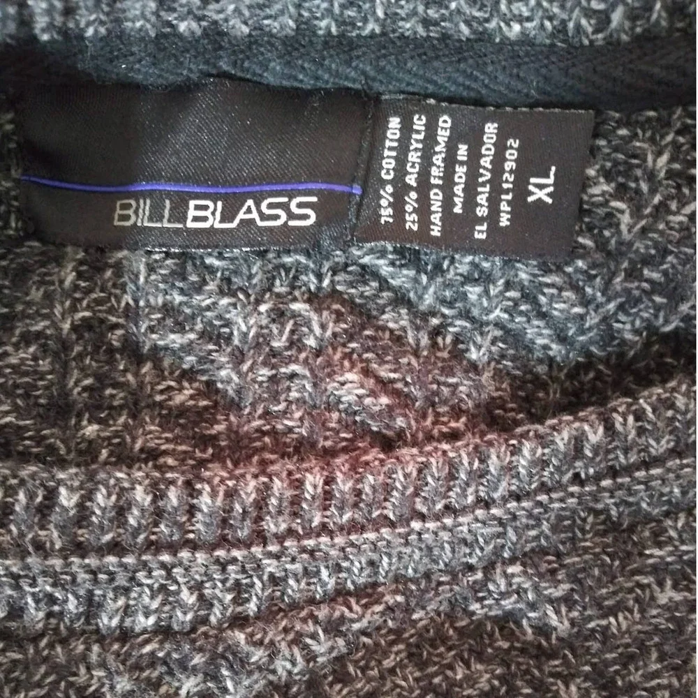 Vintage Bill Blass Gray Textured Crew Neck Grandpa Sweater Sz XL Mens